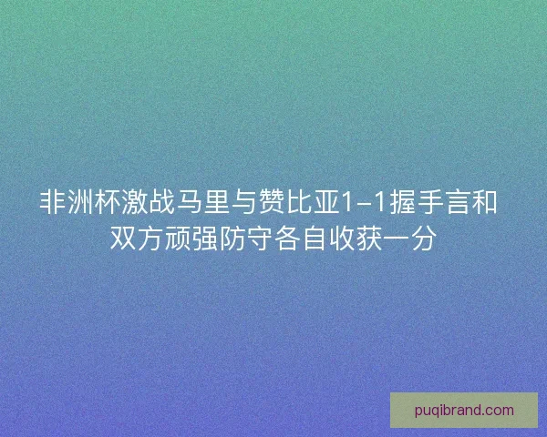 非洲杯激战马里与赞比亚1-1握手言和 双方顽强防守各自收获一分